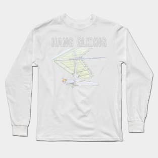 Hang Gliding Color Sketch Long Sleeve T-Shirt